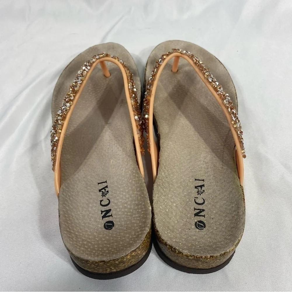 Oncai Glittery Cork Thong Sandals